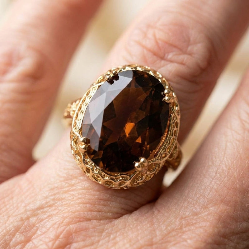 Elegant Garnet Cocktail Ring