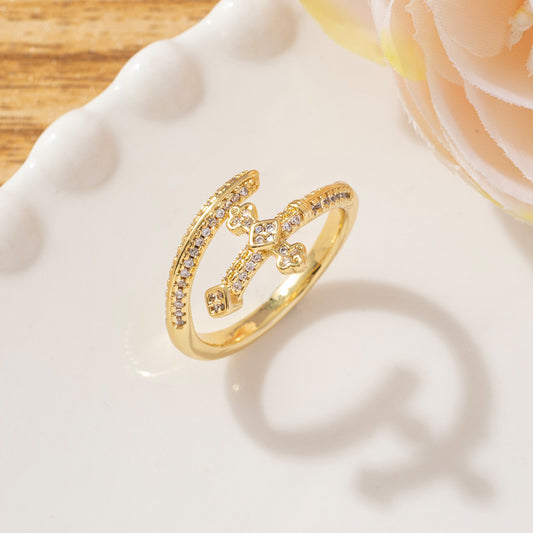 Elegant Gold Cross Ring