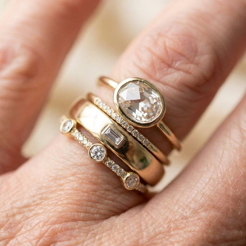 Elegant Gold Crystal Ring Set