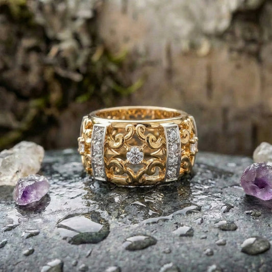 Elegant Gold Hollow Ring