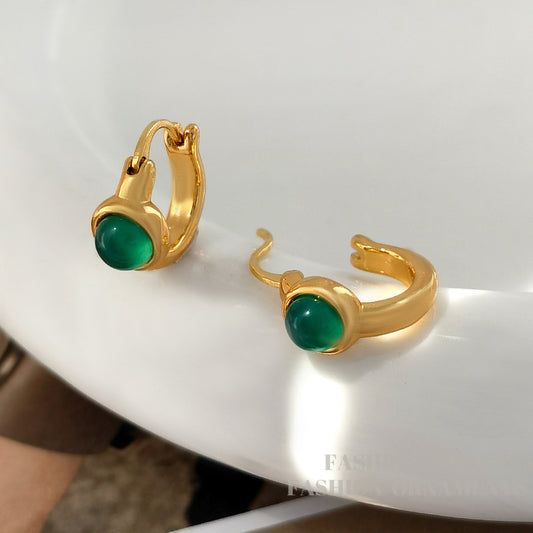 Elegant Green Agate Earrings