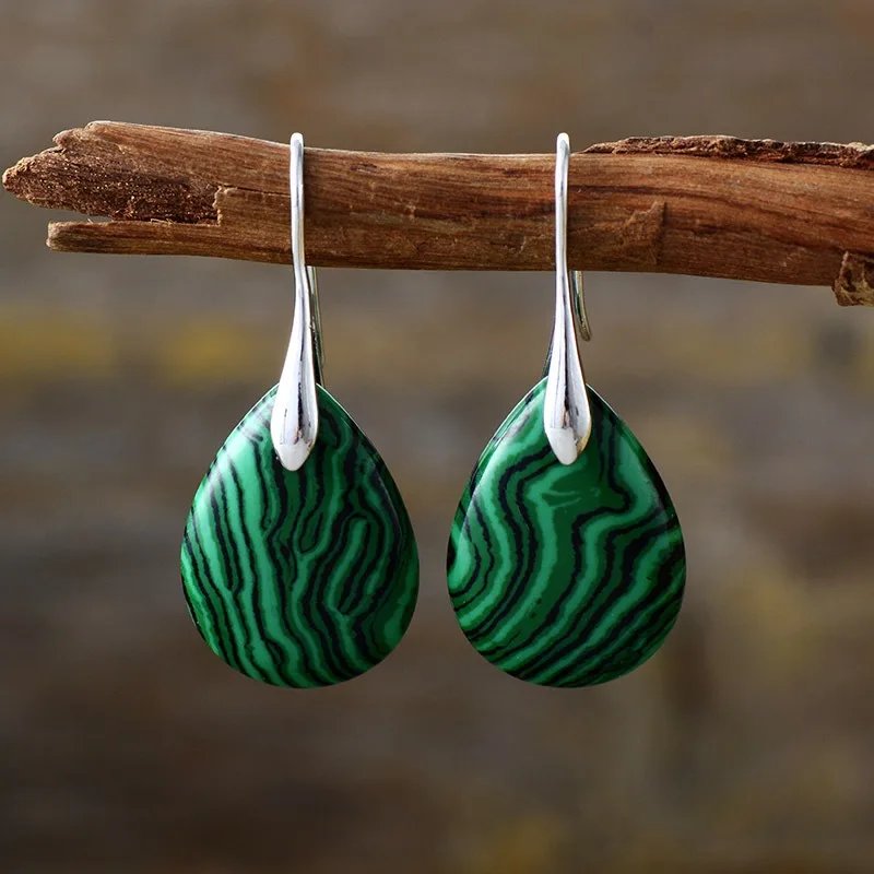 Elegant Green Agate Earrings
