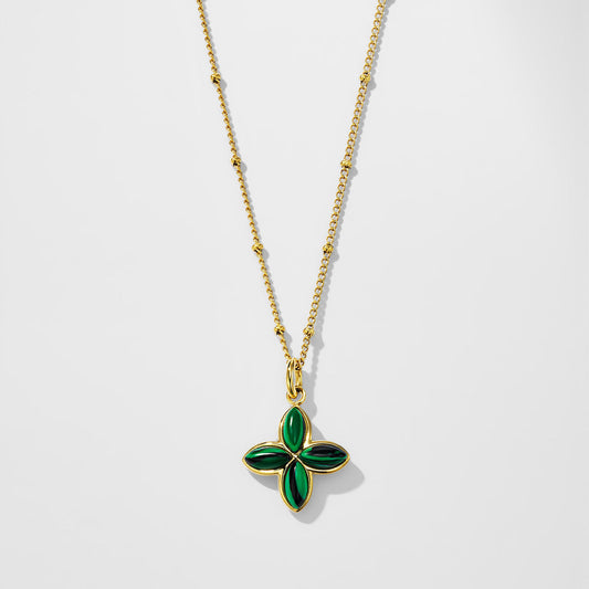 Elegant Green Cross Necklace