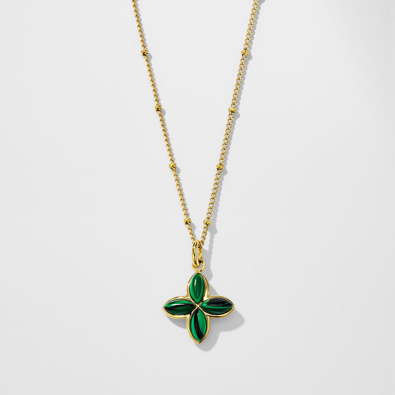 Elegant Green Cross Necklace