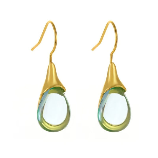 Elegant Green Teardrop Earrings