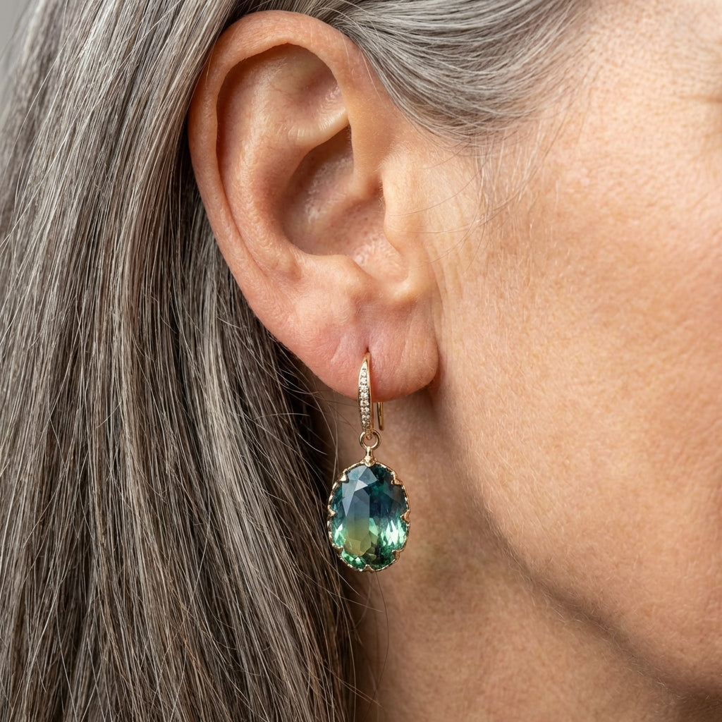 Elegant Green Zircon Earrings