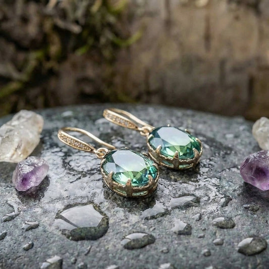 Elegant Green Zircon Earrings