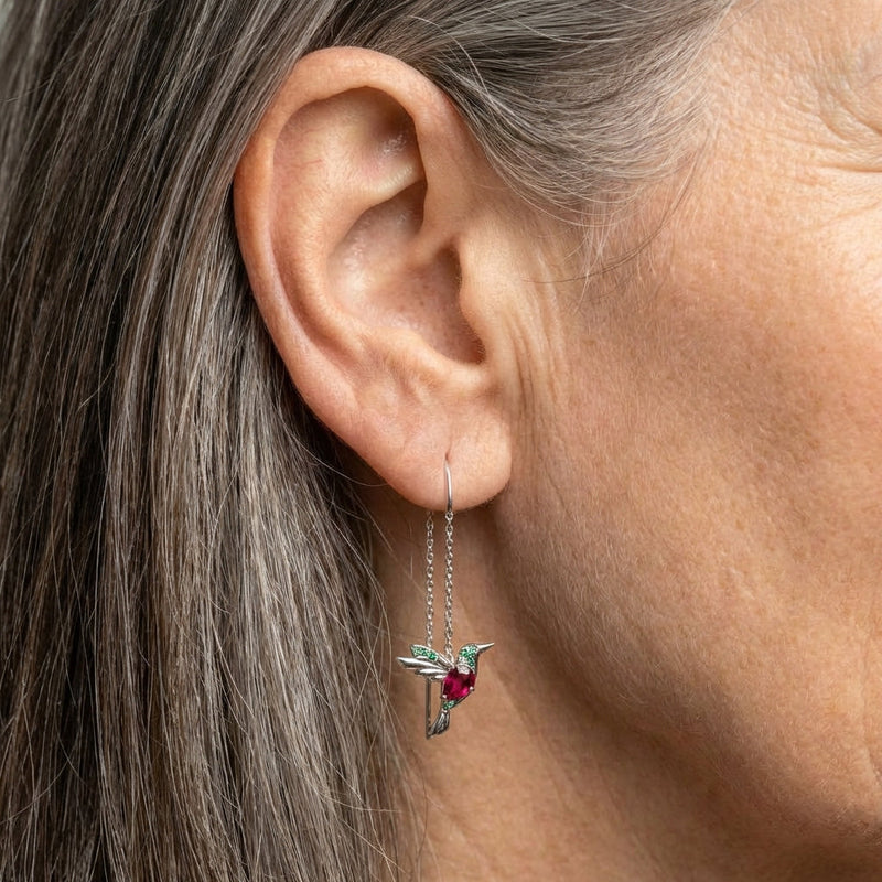 Elegant Hummingbird Drop Earrings