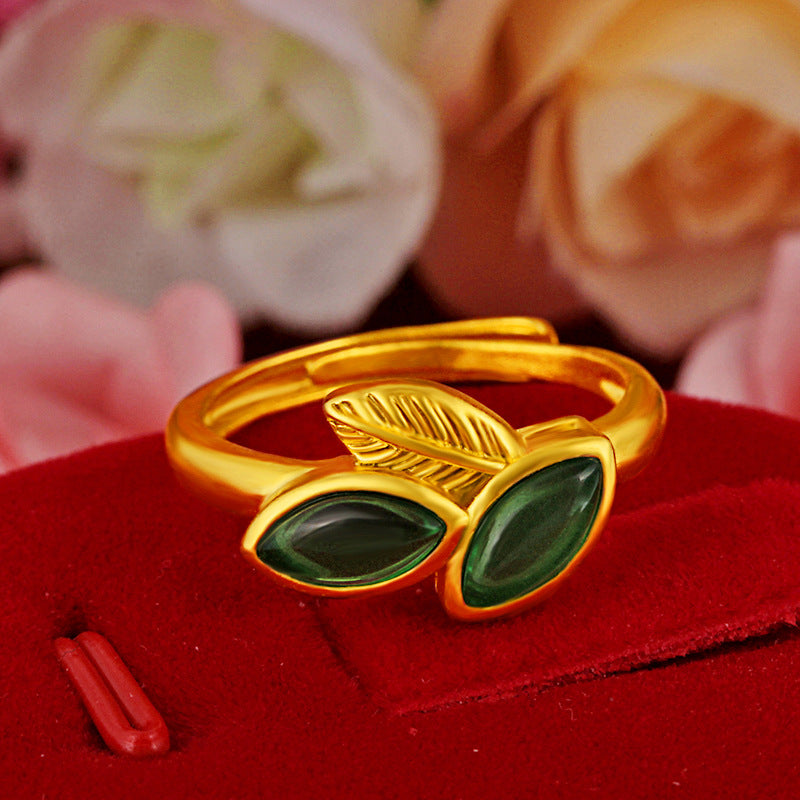 Elegant Jade Leaf Ring