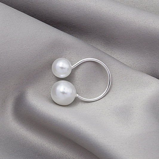 Elegant Minimalist Pearl Silver Ring