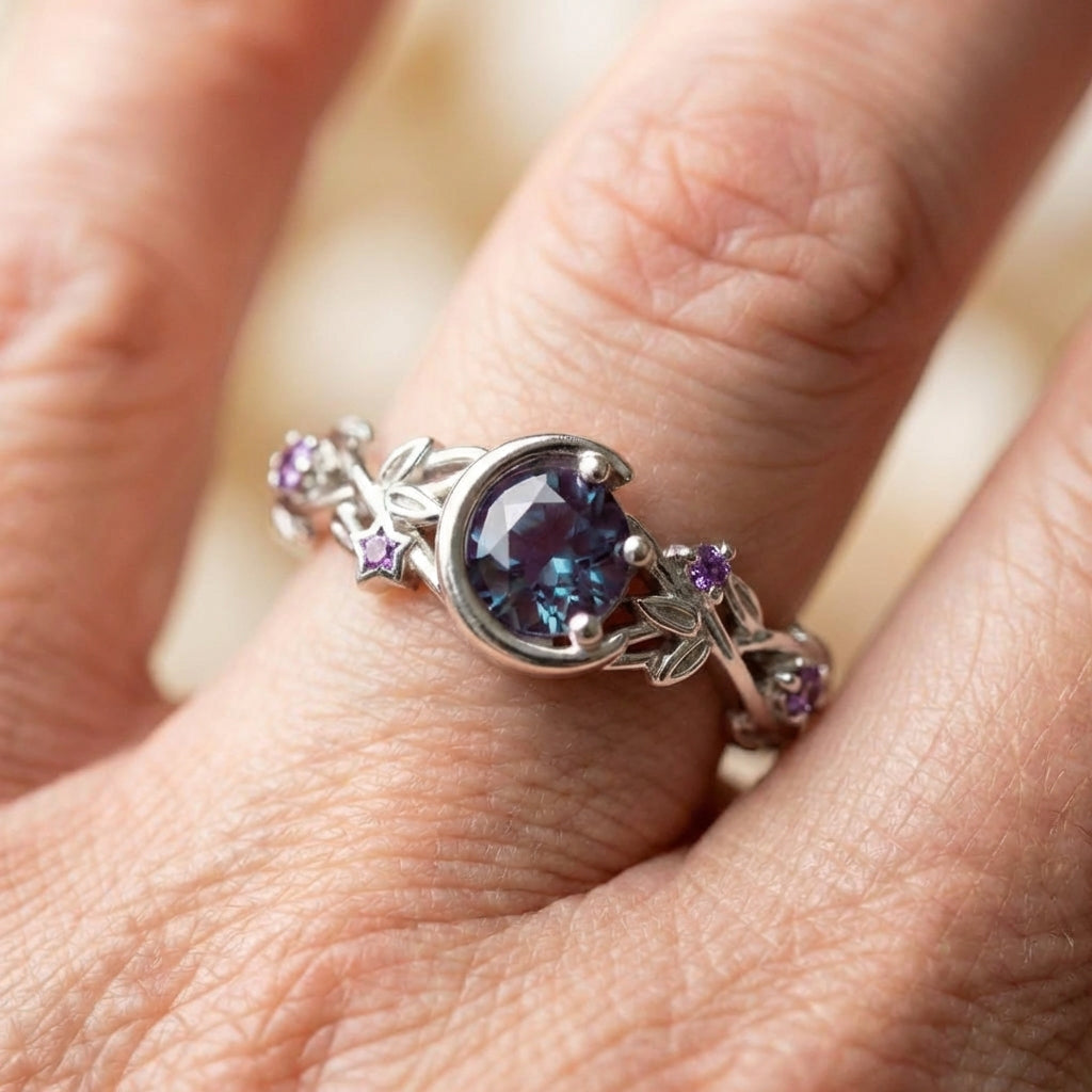 Elegant Moon Crystal Ring