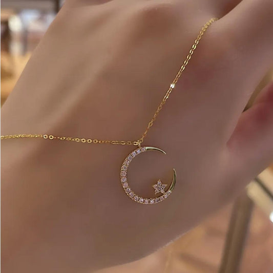 Elegant Moon Star Necklace