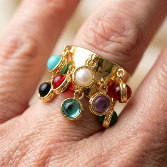 Elegant Multicolor Beaded Ring