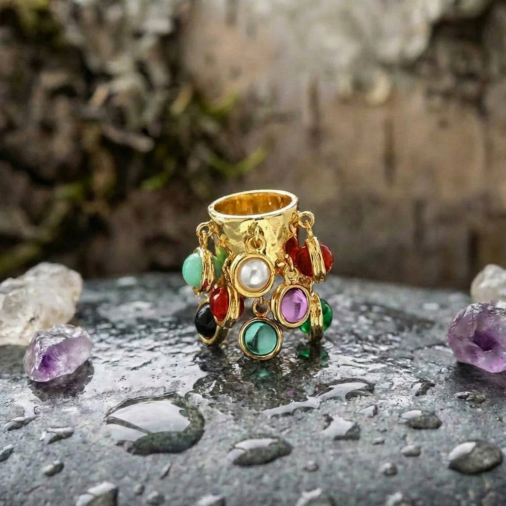 Elegant Multicolor Beaded Ring