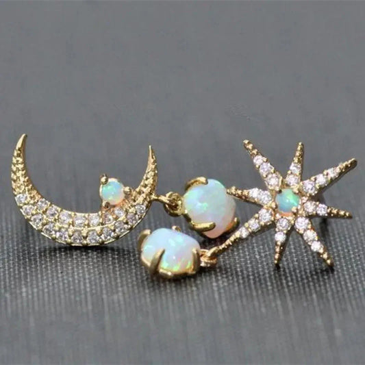 Elegant Opal Star Moon