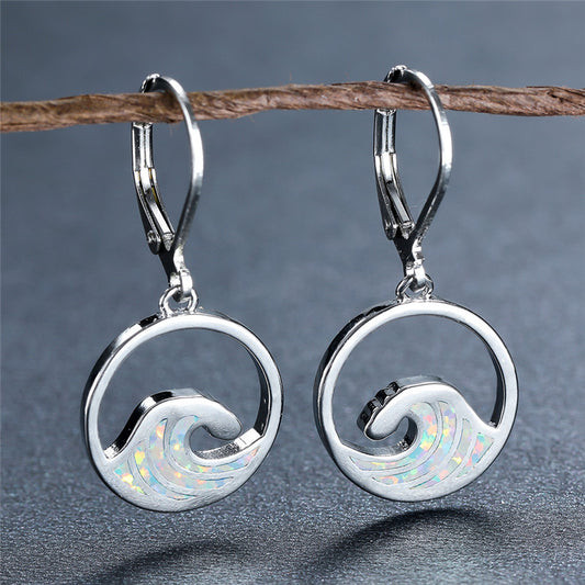 Elegant Opal Wave Earrings