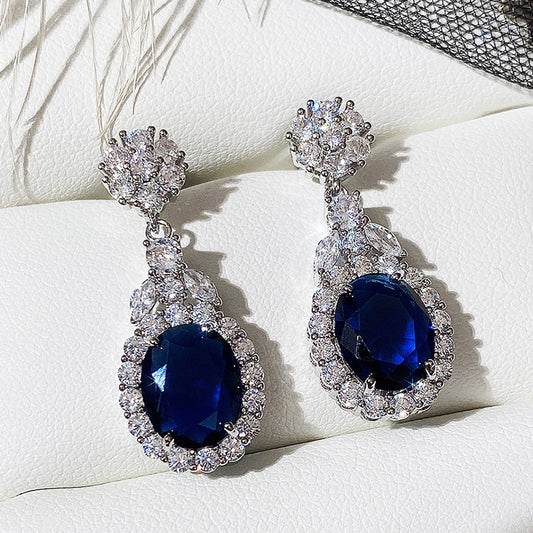 Elegant Oval Crystal Dangle Drop