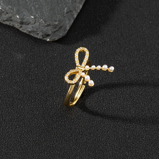 Elegant Pearl Bow Ring