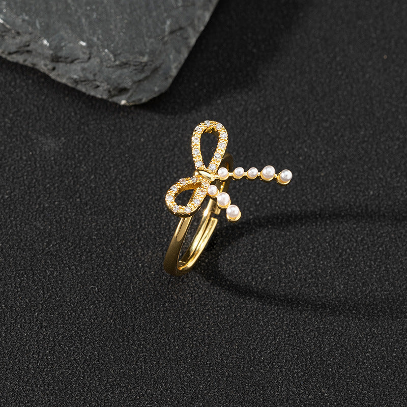 Elegant Pearl Bow Ring