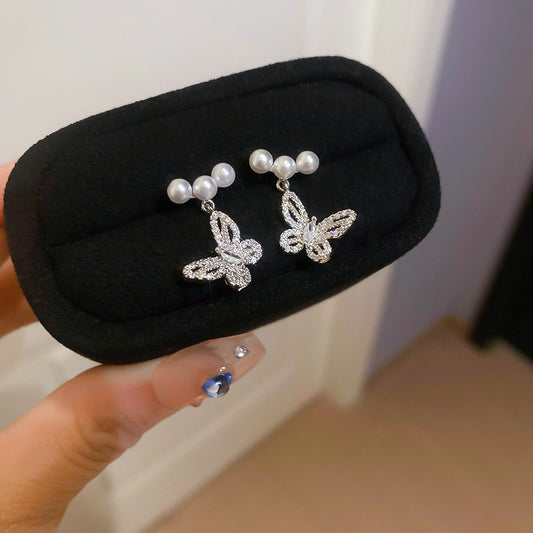 Elegant Pearl Butterfly Earrings