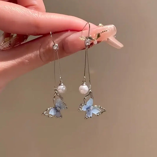 Elegant Pearl Butterfly Earrings