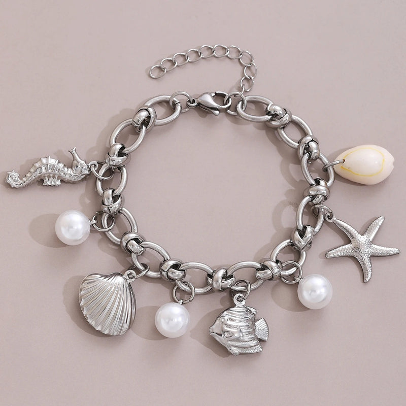 Elegant Pearl Charm Bracelet