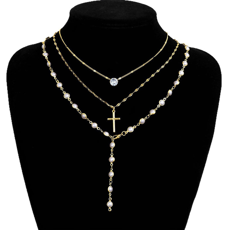Elegant Pearl Cross Necklace