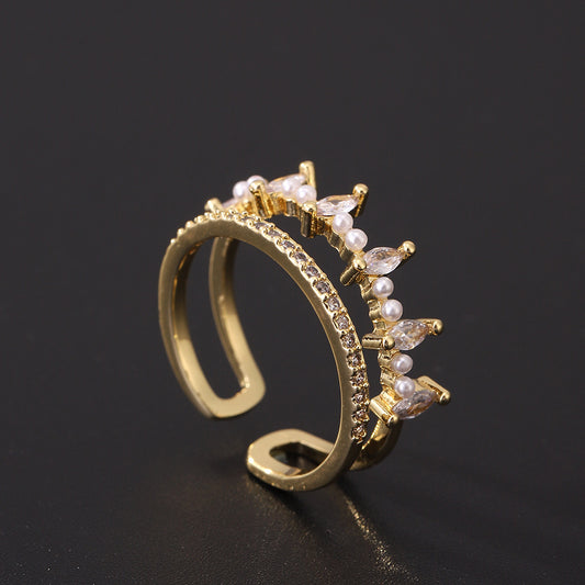 Elegant Pearl Crystal Ring