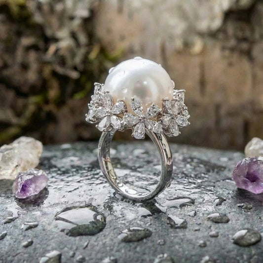 Elegant Pearl Flower Ring