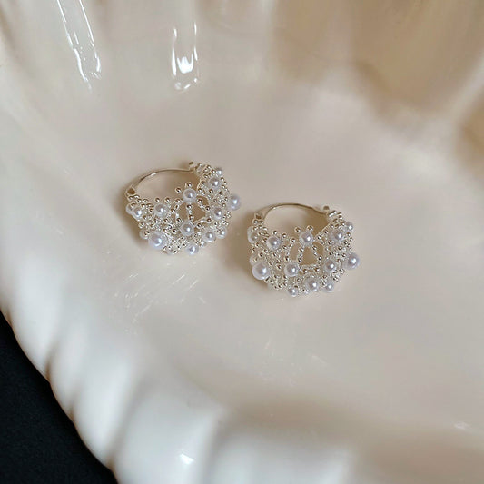 Elegant Pearl Hoop Earrings