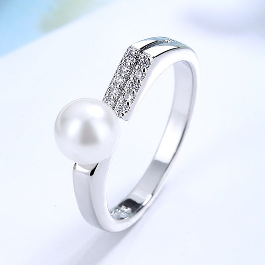 Elegant Pearl Silver Ring