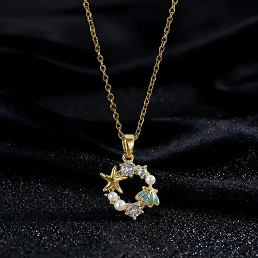 Elegant Pearl Starfish Necklace