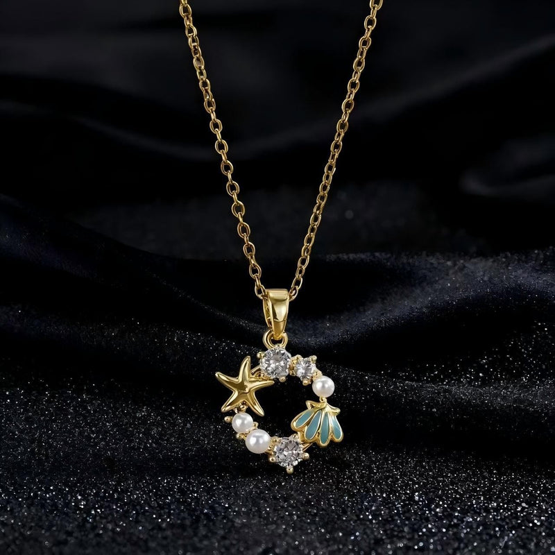 Elegant Pearl Starfish Necklace