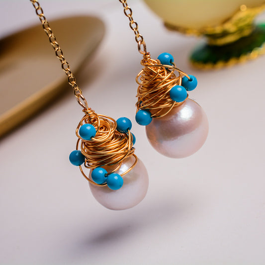 Elegant Pearl Turquoise Earrings