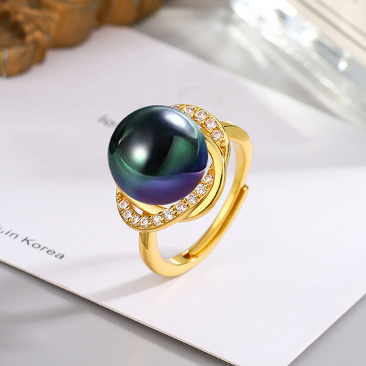 Elegant Pearl Turquoise Gold Ring