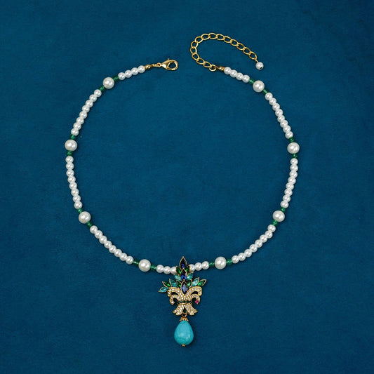 Elegant Pearl Turquoise Necklace