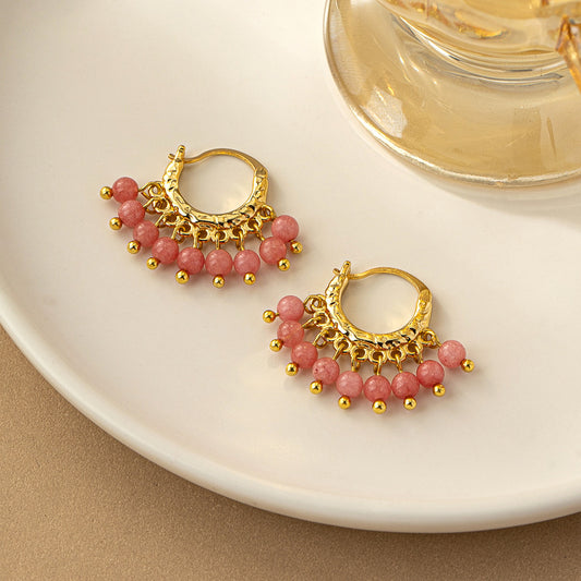 Elegant Pink Beaded Earrings
