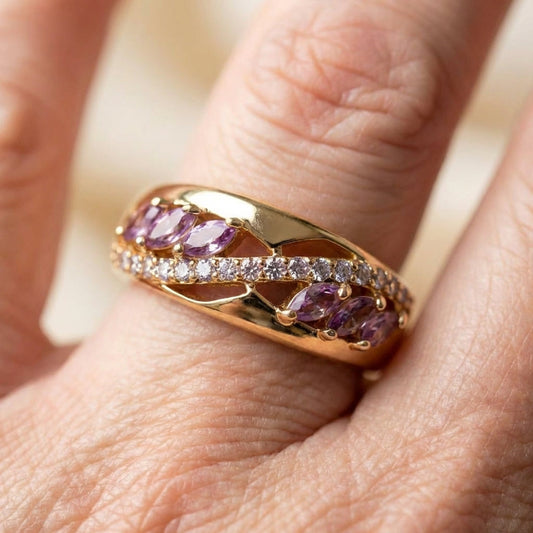 Elegant Purple Cubic Zirconia Ring