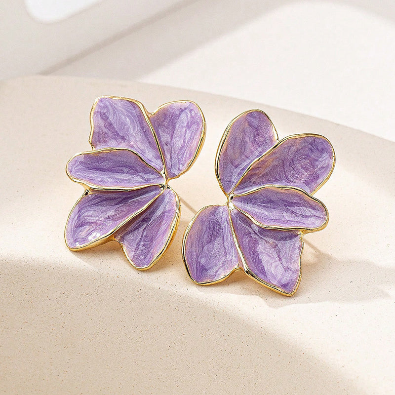 Elegant Purple Flower Earrings