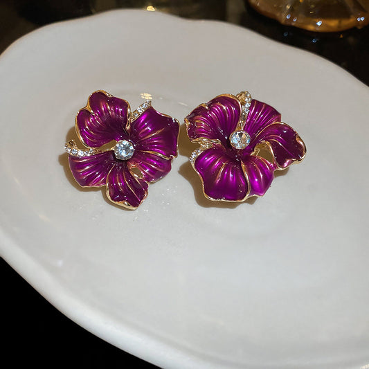 Elegant Purple Flower Earrings