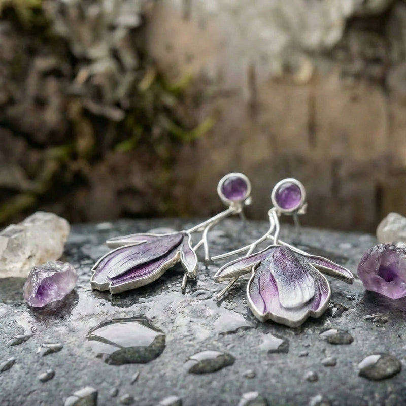 Elegant Purple Flower Earrings