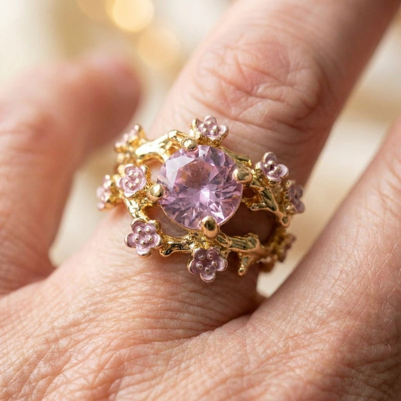 Elegant Purple Flower Ring