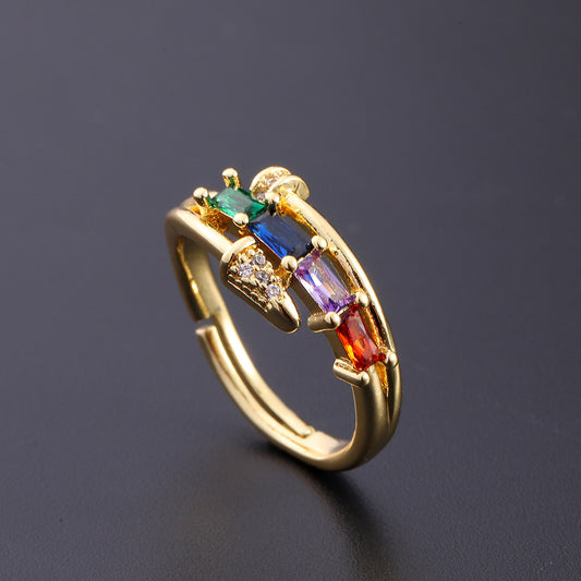 Elegant Rainbow Gemstone Ring