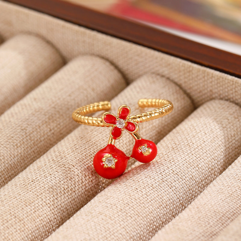 Elegant Red Cherry Ring