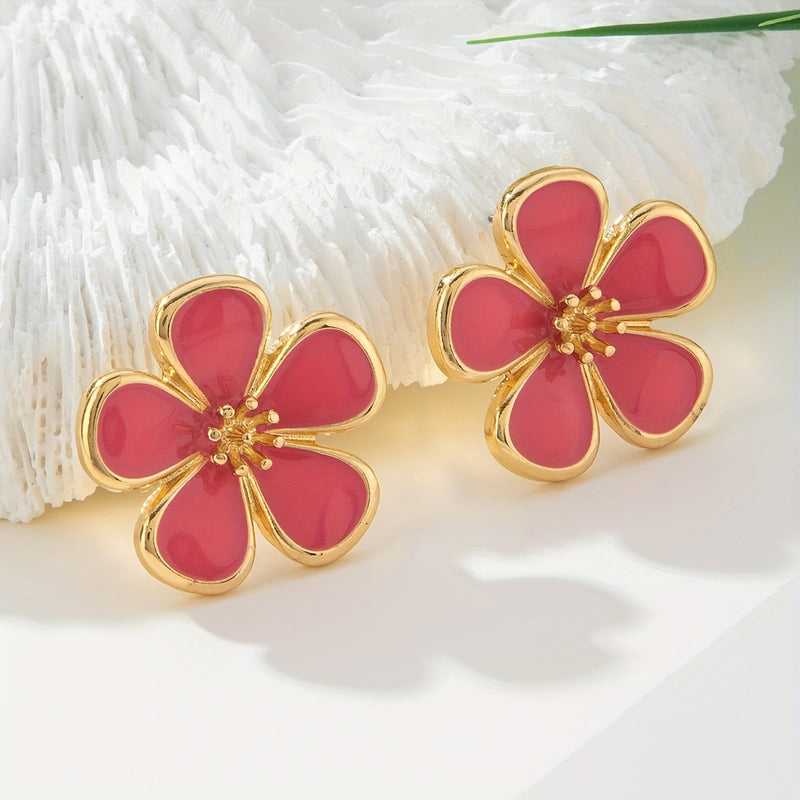 Elegant Red Flower Earrings