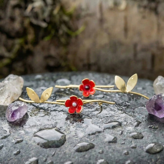 Elegant Red Flower Earrings