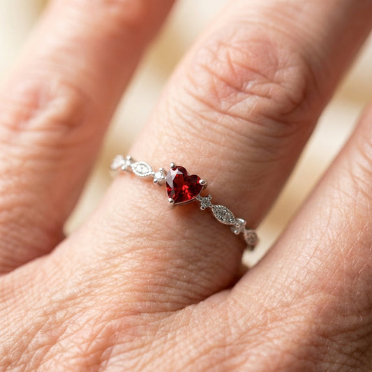 Elegant Red Heart Ring