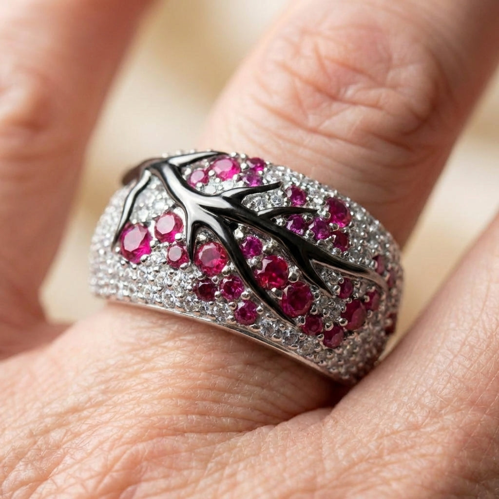 Elegant Ruby Blossom Ring