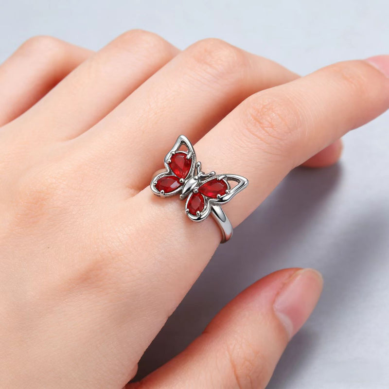 Elegant Ruby Butterfly Ring