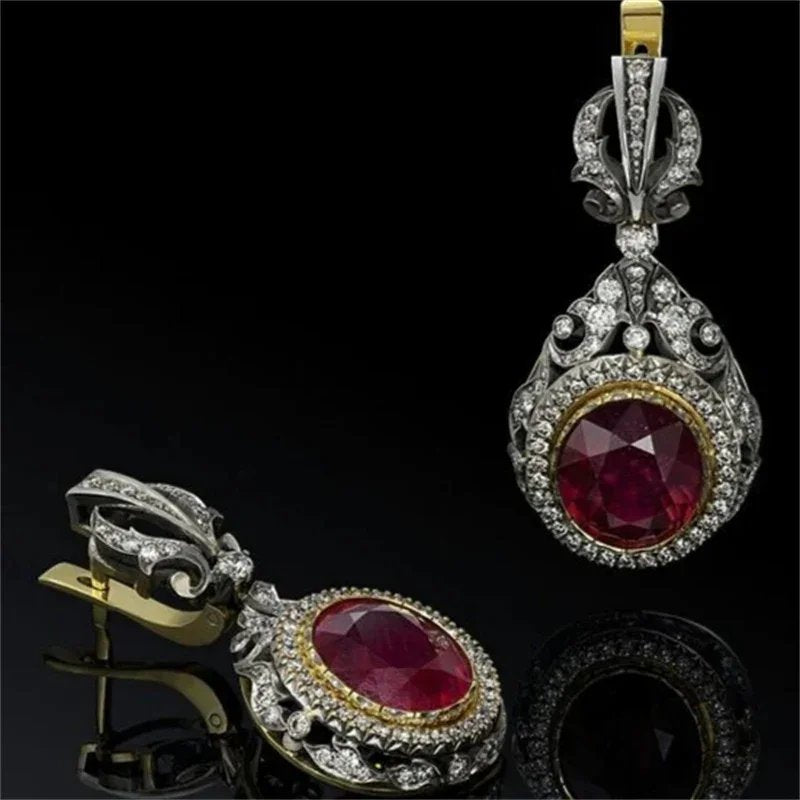 Elegant Ruby Dangle Earrings